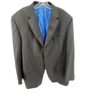 Michael Kors Mens Classic fit Suit Jacket Blazer 46 L Blk Pin‎ Stripe 100 % Wool